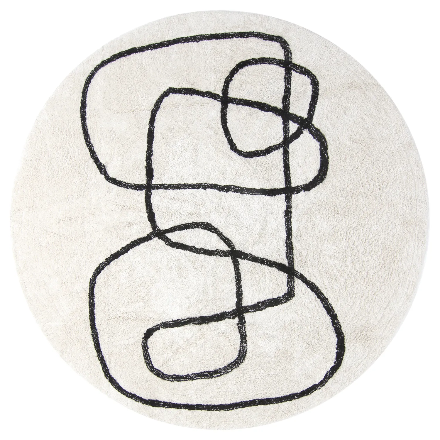Tapete redondo - Bavello Natural Cotton Shaggy (offwhite/preto)