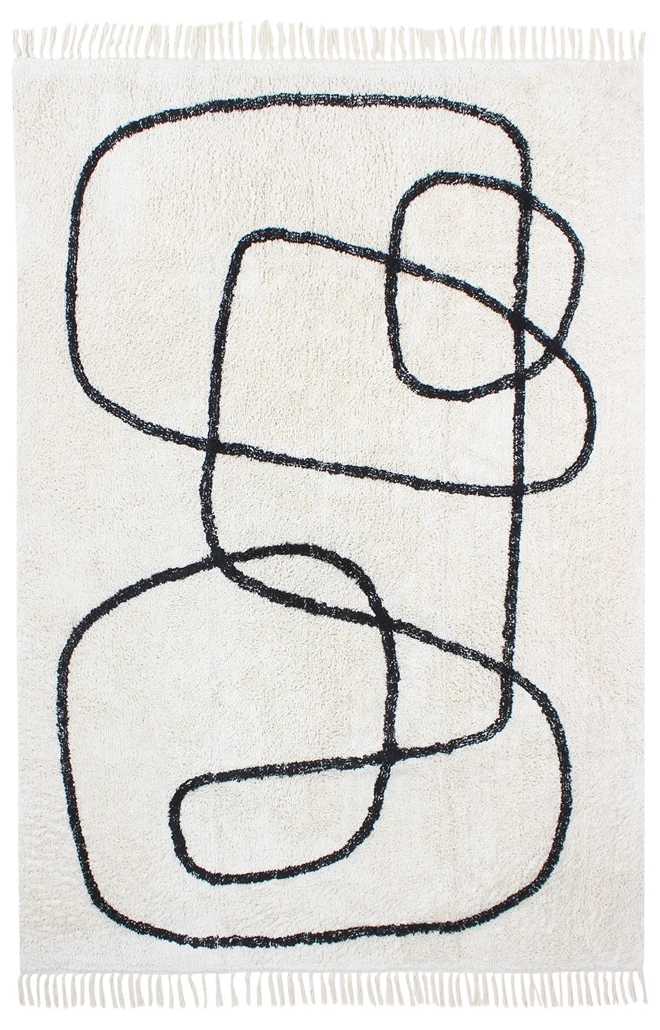 Tapetes felpudos - Bavello Natural Cotton Shaggy (offwhite/preto)