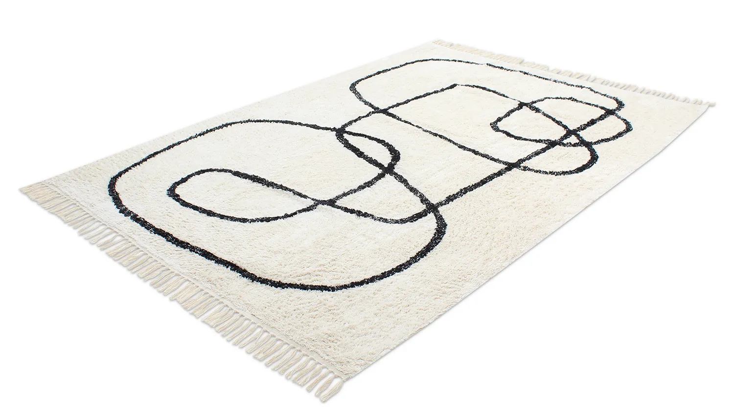 Tapetes felpudos - Bavello Natural Cotton Shaggy (offwhite/preto)