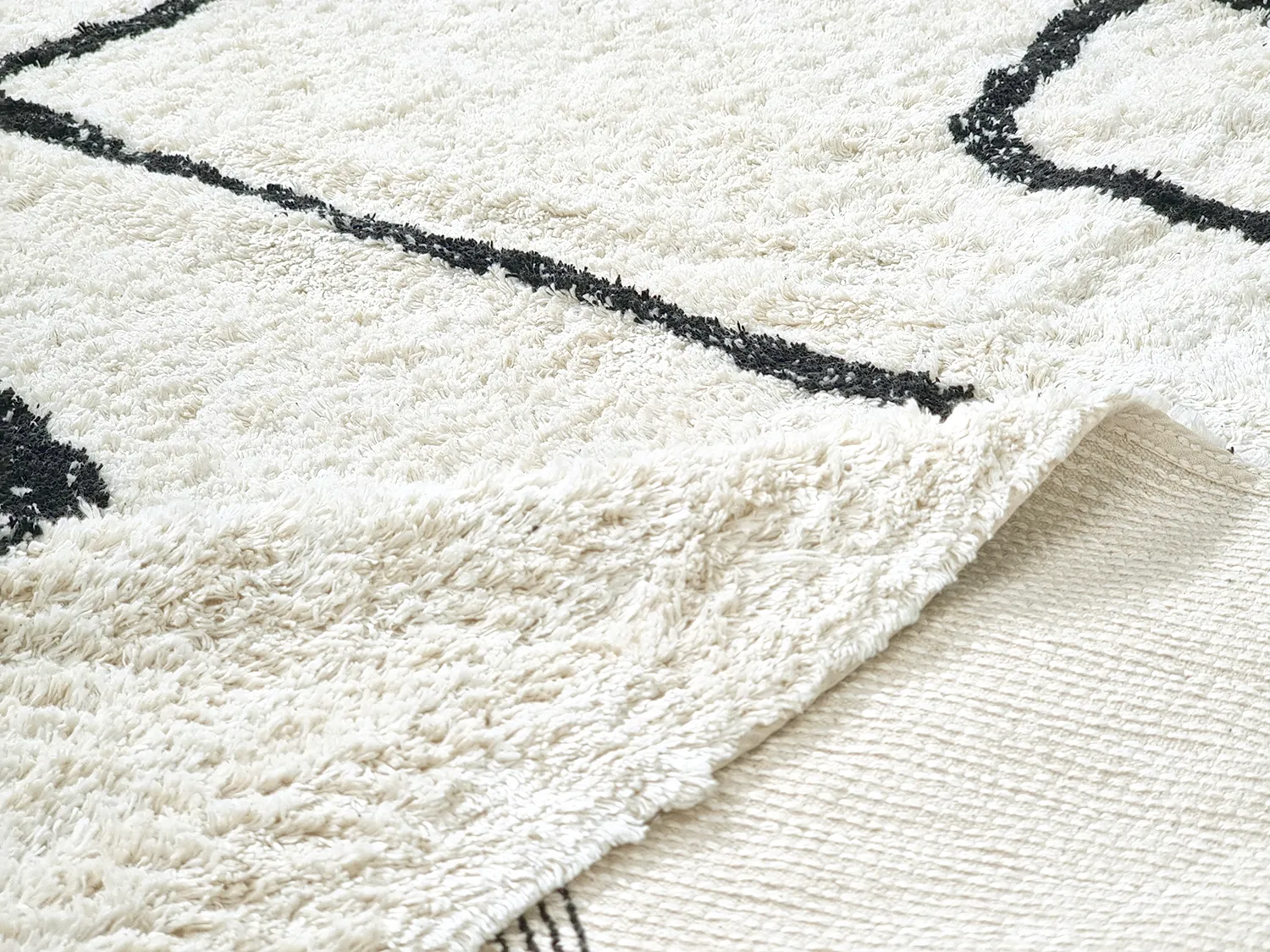 Tapetes felpudos - Bavello Natural Cotton Shaggy (offwhite/preto)