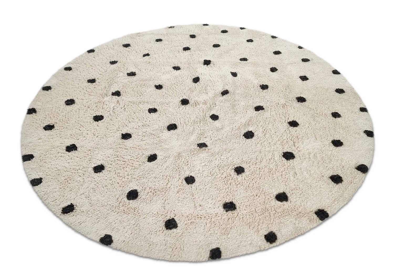 Tapete redondo - Belle Natural Cotton Shaggy (offwhite/preto)