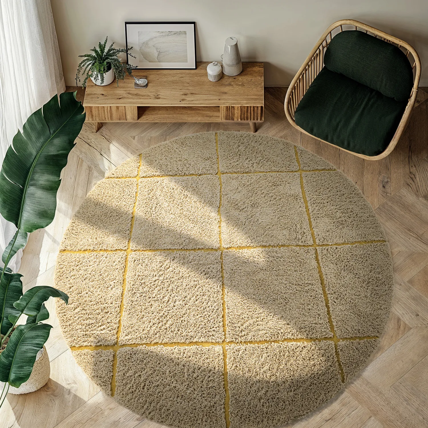 Tapete redondo - Bellevue Natural Cotton Shaggy (bež/rjava)