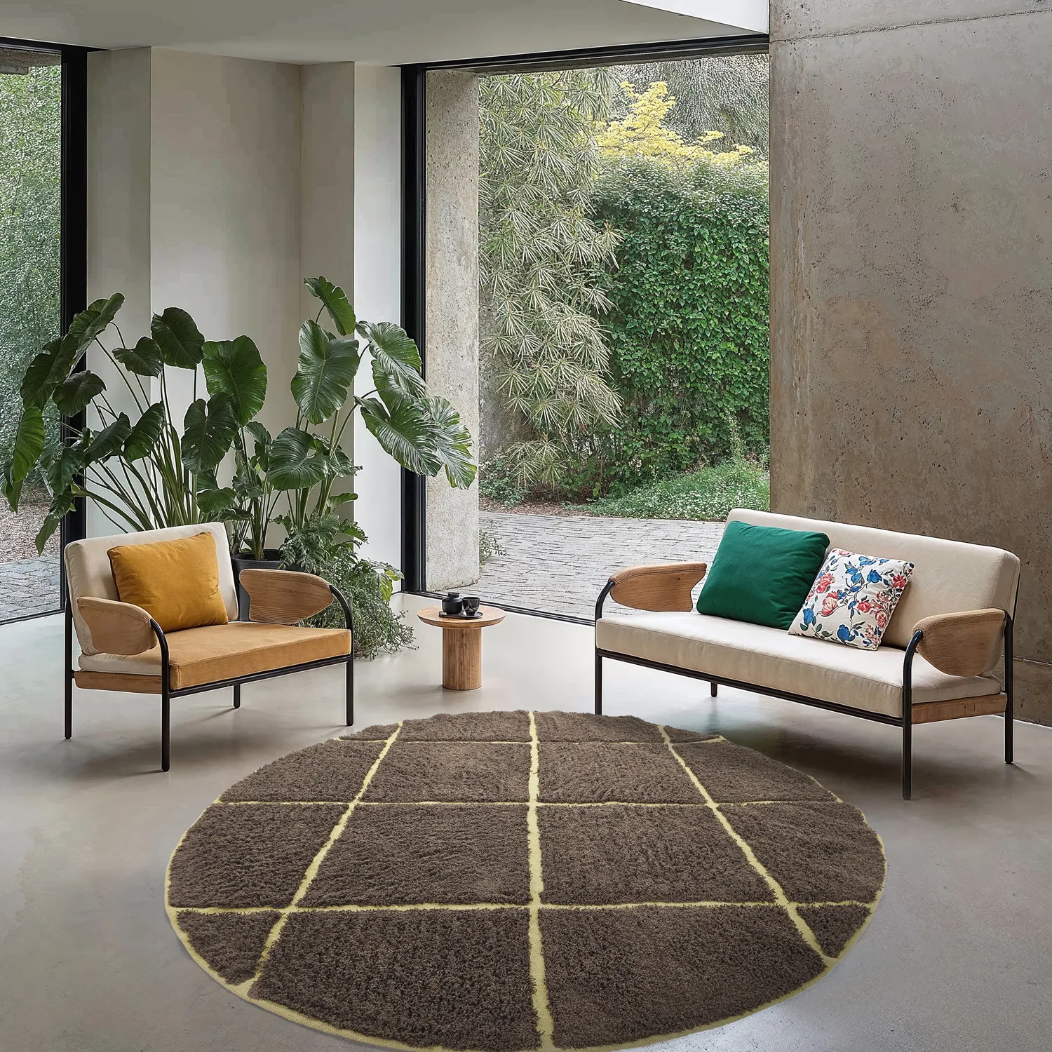 Tapete redondo - Bellevue Natural Cotton Shaggy (rjava/rumena)