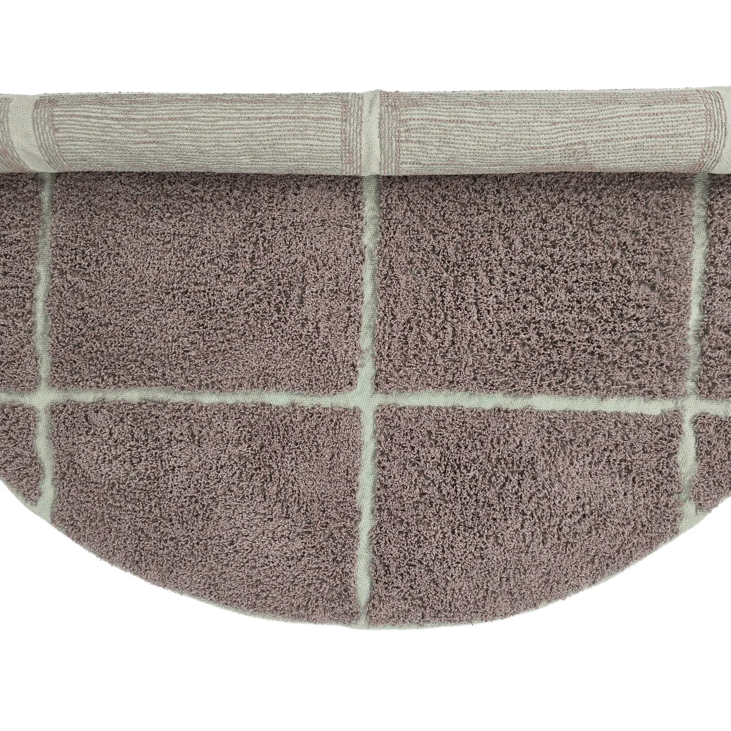 Tapete redondo - Bellevue Natural Cotton Shaggy (taupe/zelena)