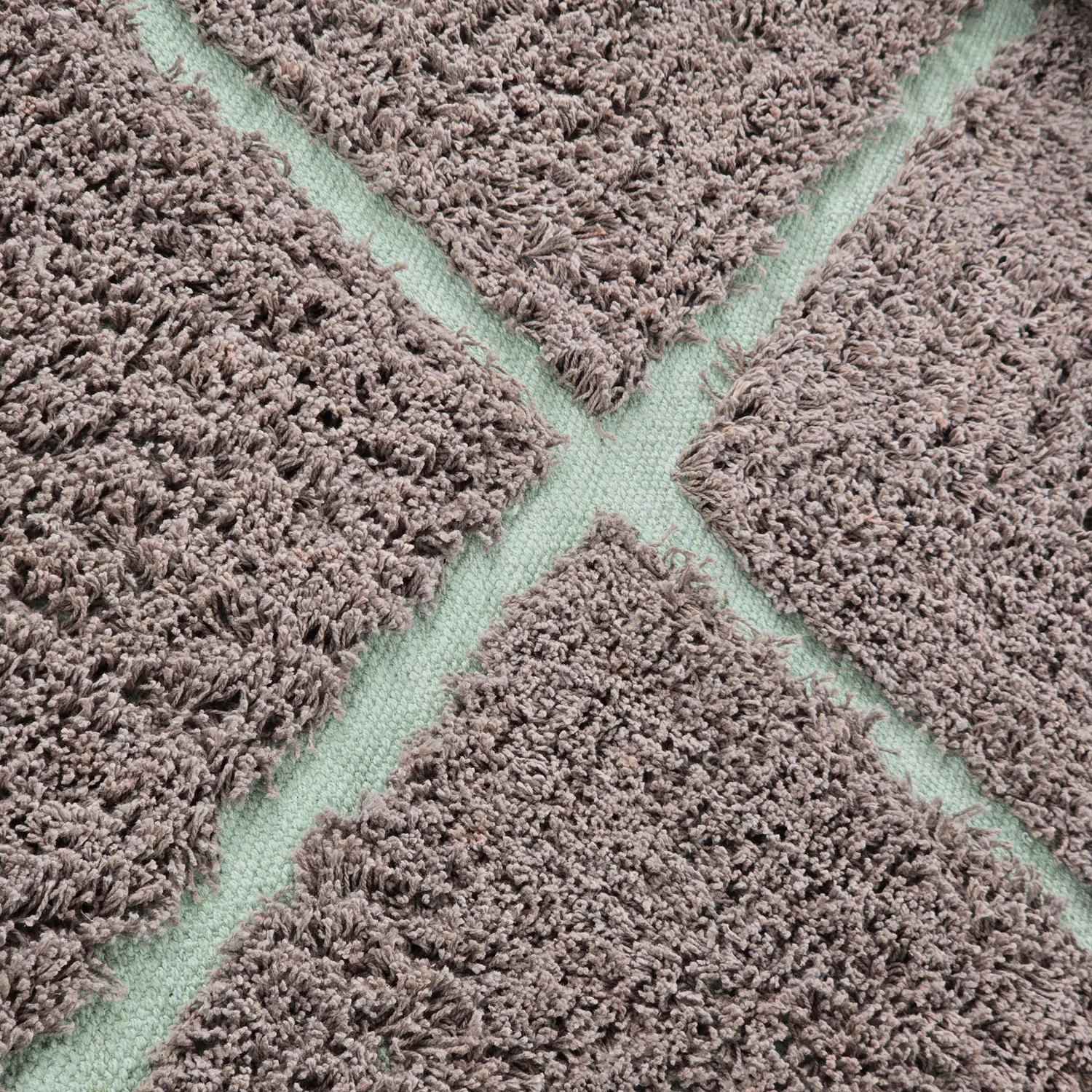 Tapete redondo - Bellevue Natural Cotton Shaggy (taupe/zelena)