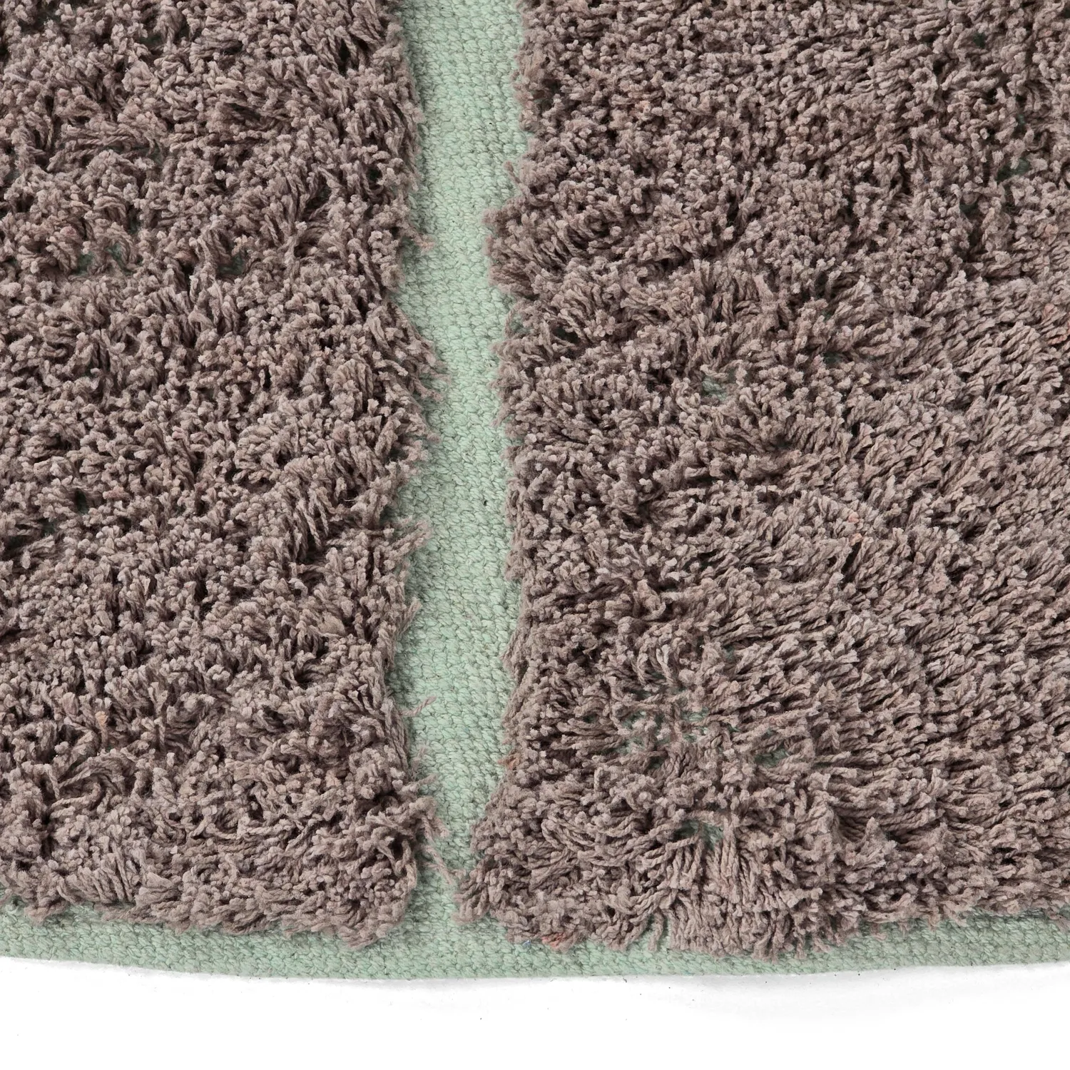 Tapete redondo - Bellevue Natural Cotton Shaggy (taupe/zelena)