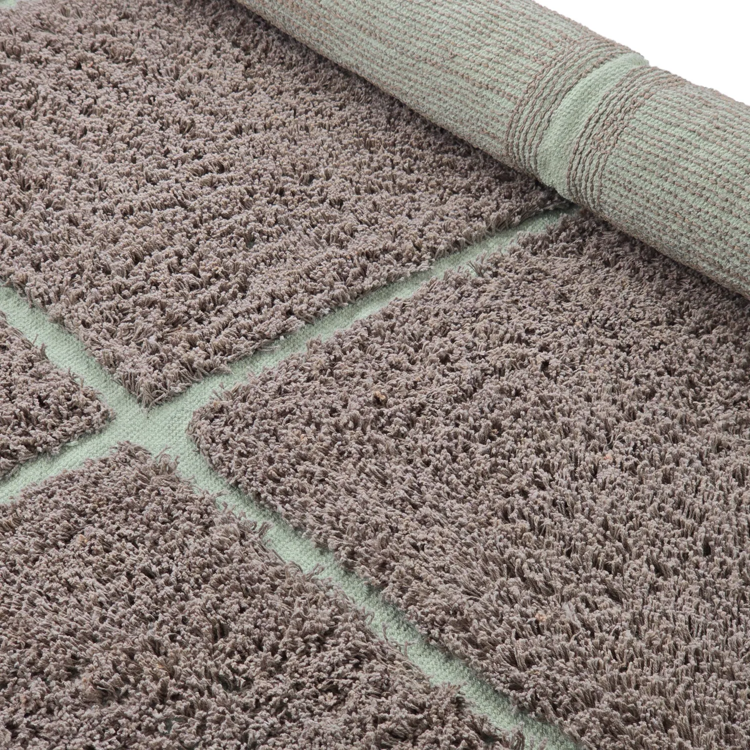 Tapete redondo - Bellevue Natural Cotton Shaggy (taupe/zelena)