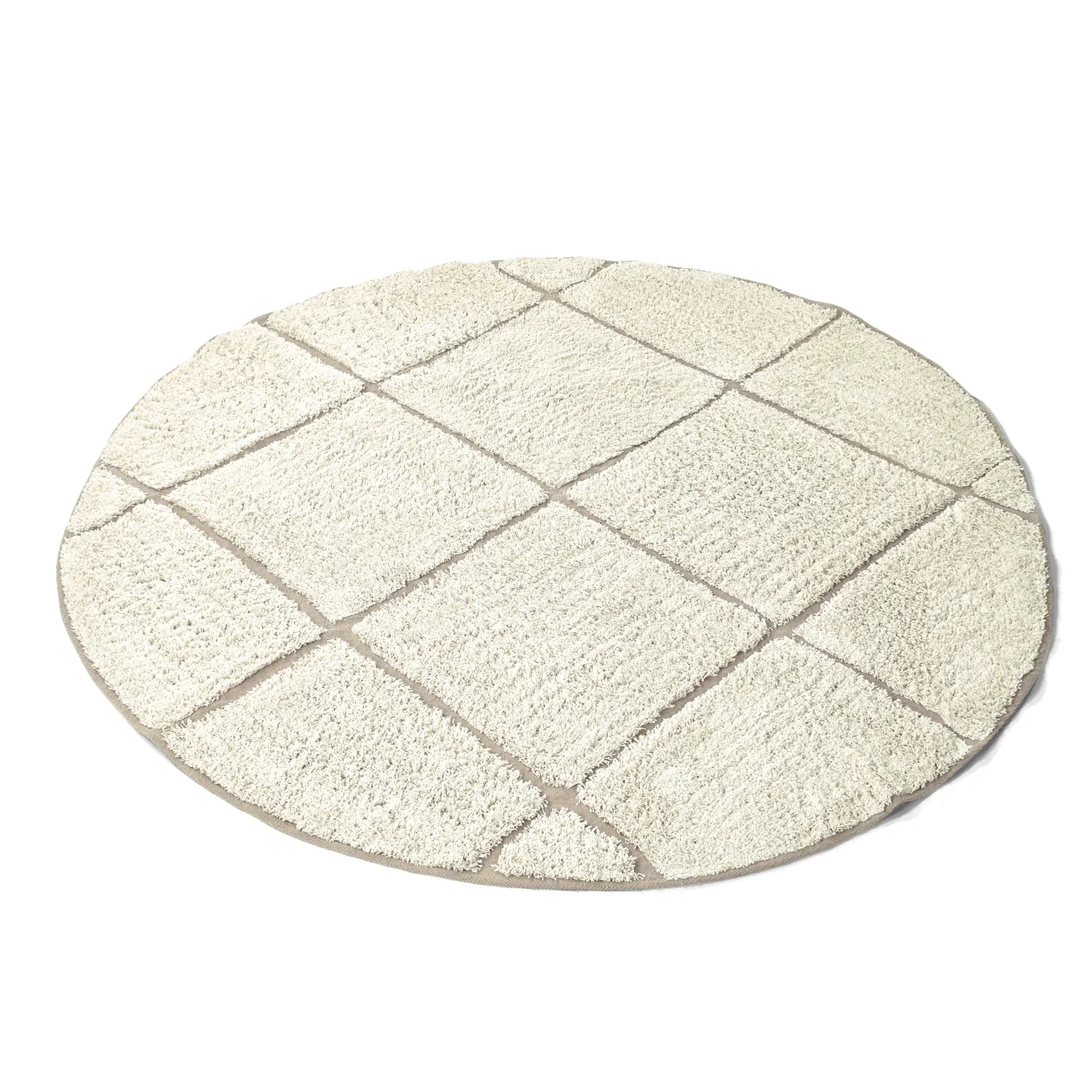 Tapete redondo - Bellevue Natural Cotton Shaggy (umazano bela/bež)