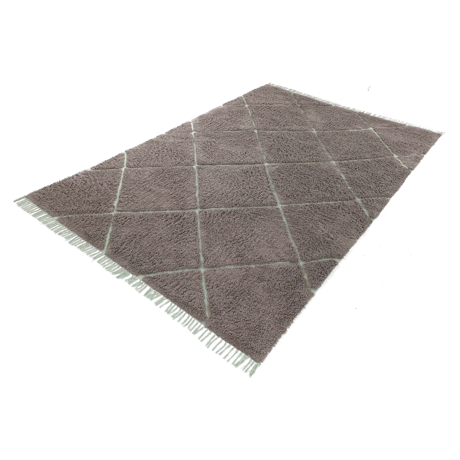 Tapetes felpudos - Bellevue Natural Cotton Shaggy (taupe/zelena)