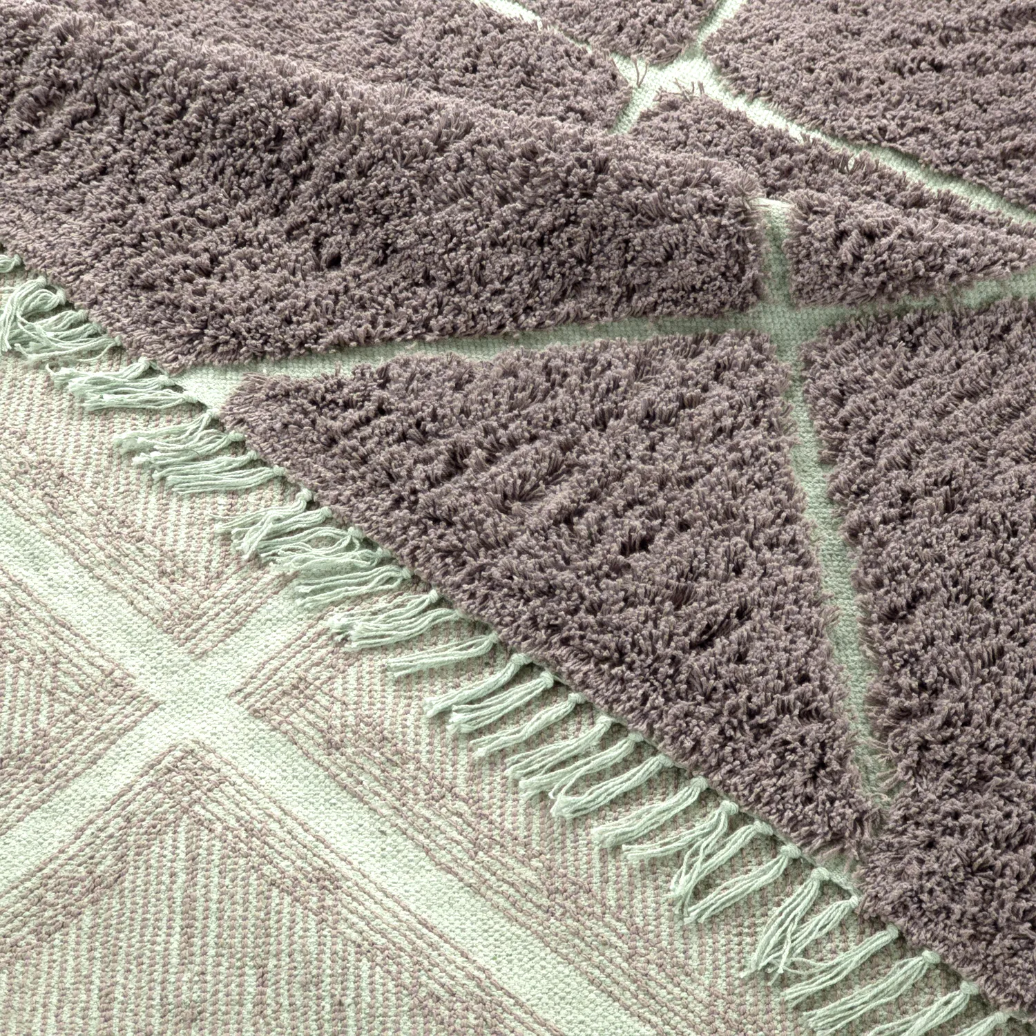 Tapetes felpudos - Bellevue Natural Cotton Shaggy (taupe/zelena)