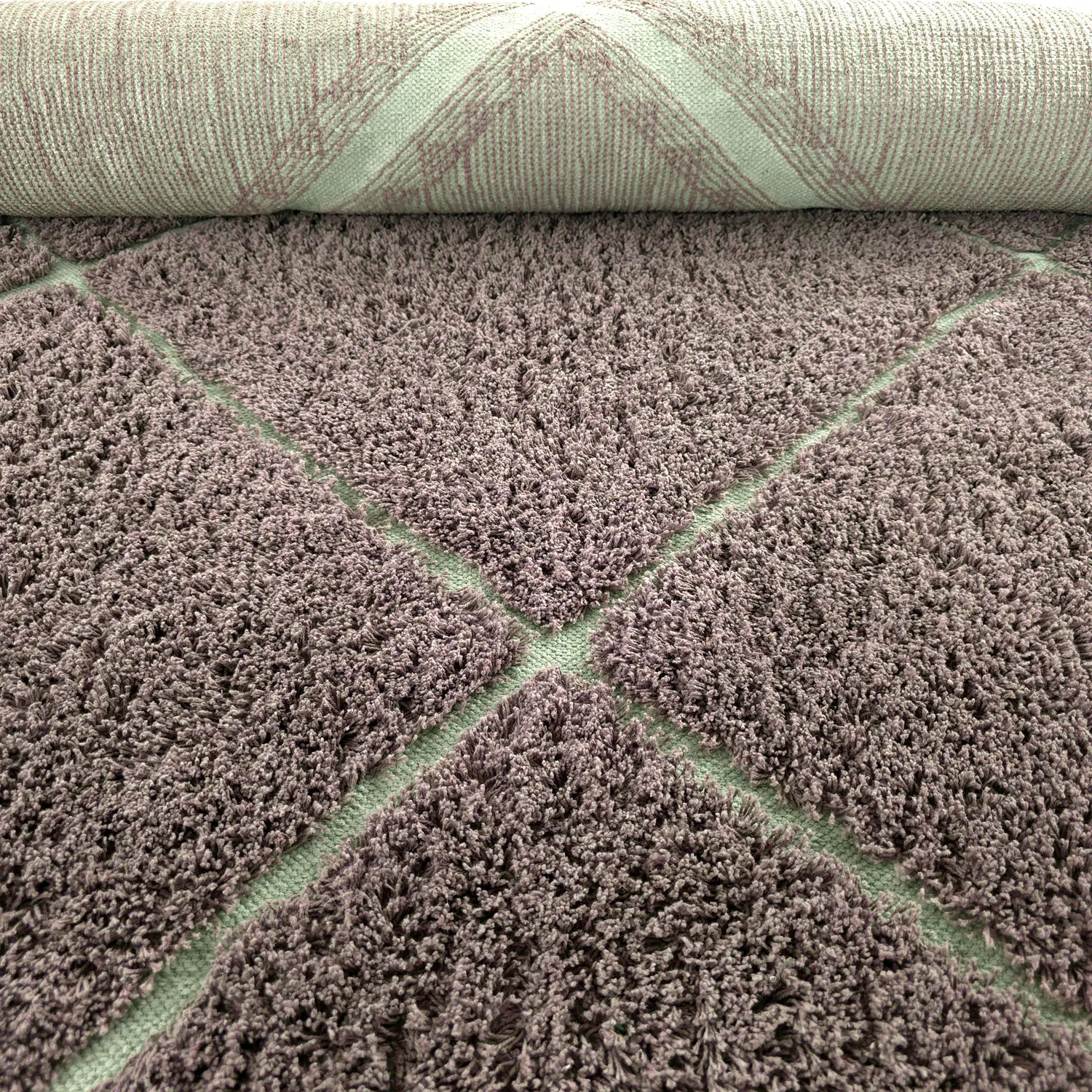 Tapetes felpudos - Bellevue Natural Cotton Shaggy (taupe/zelena)