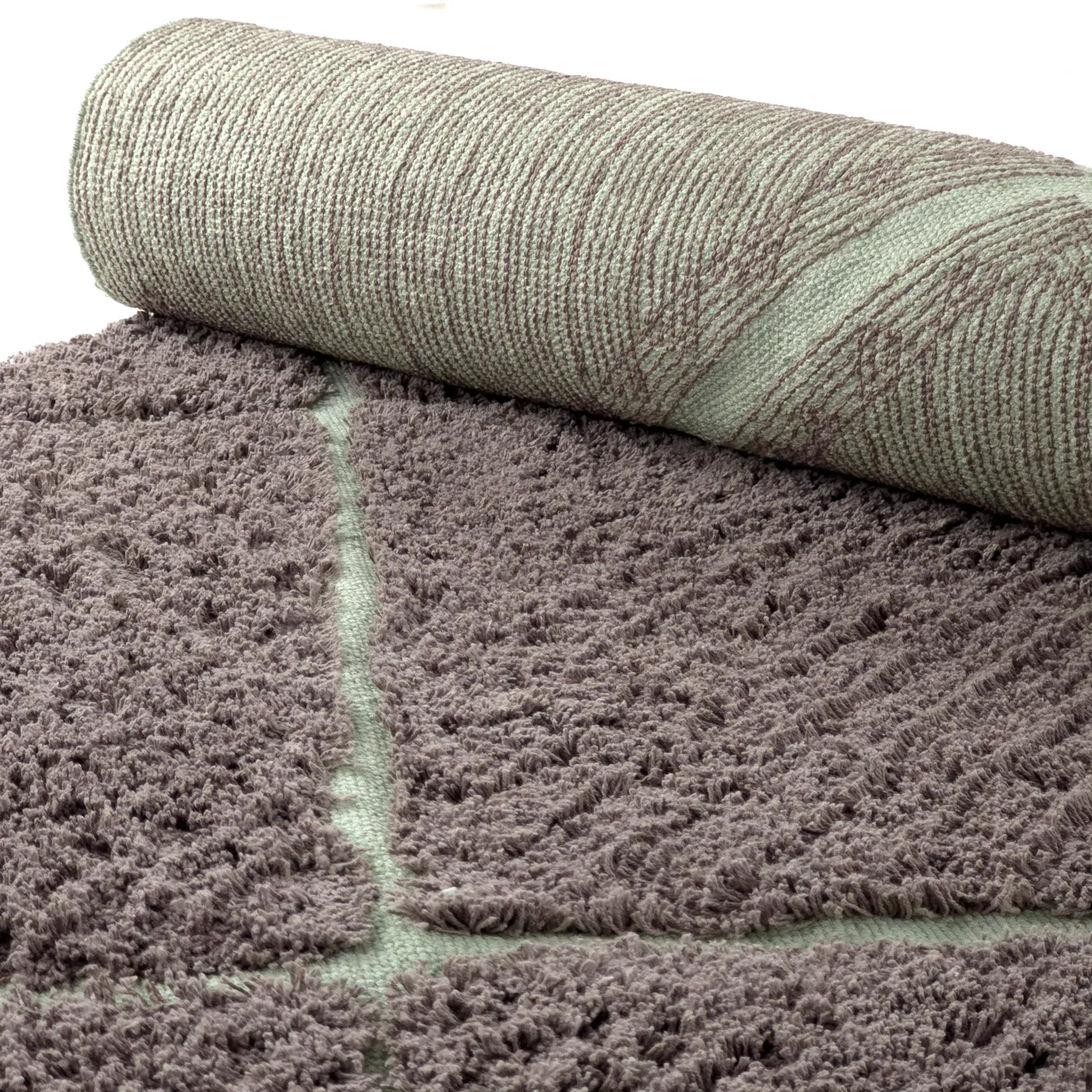 Tapetes felpudos - Bellevue Natural Cotton Shaggy (taupe/zelena)