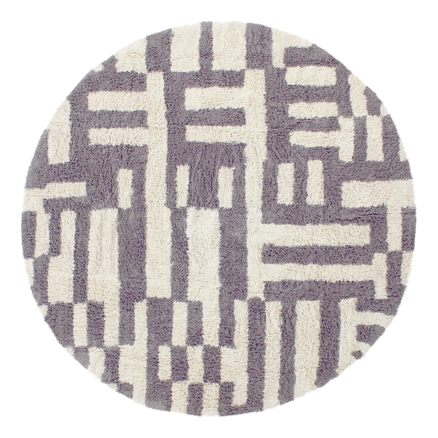 Tapete redondo - Bergamo Natural Cotton Shaggy (cinza/branco)