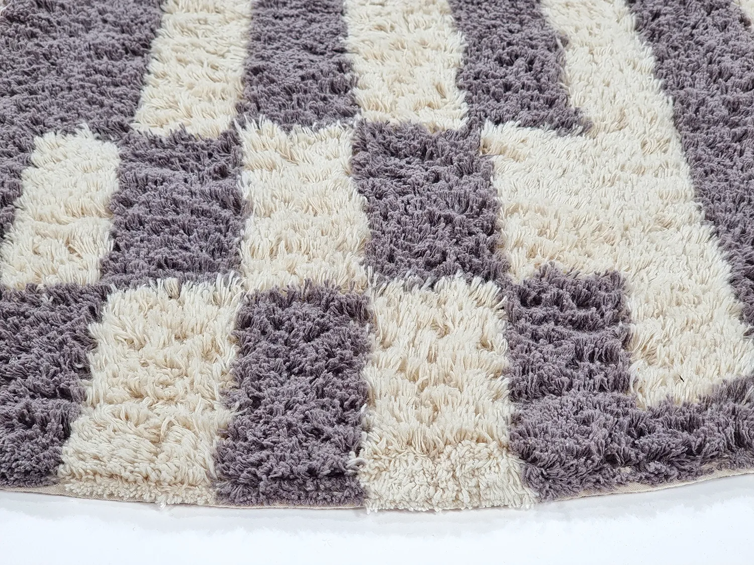 Tapete redondo - Bergamo Natural Cotton Shaggy (cinza/branco)