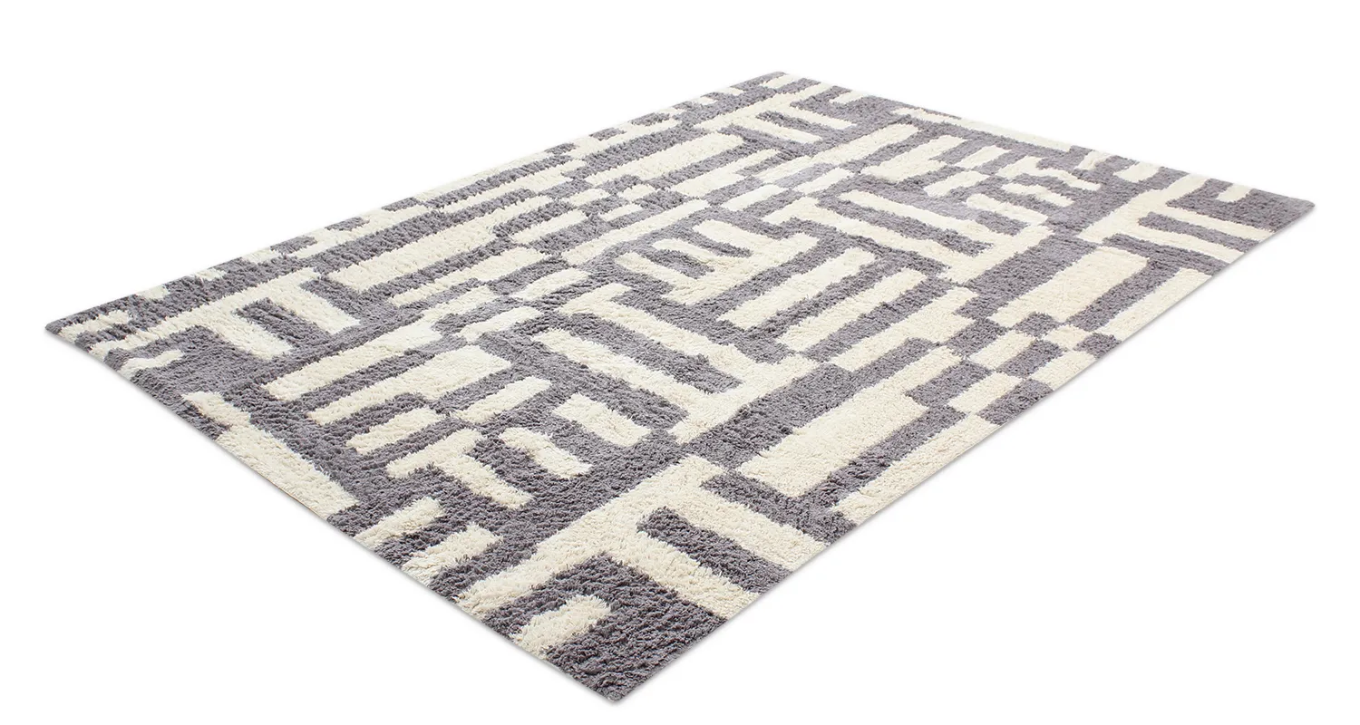 Tapetes felpudos - Bergamo Natural Cotton Shaggy (cinza/branco)