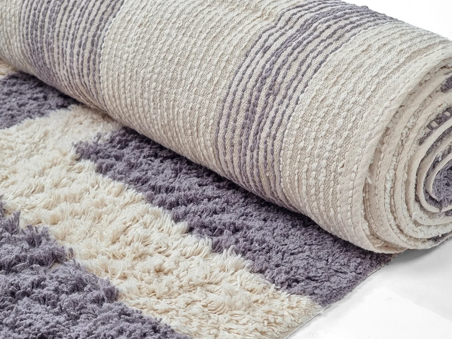 Tapetes felpudos - Bergamo Natural Cotton Shaggy (cinza/branco)