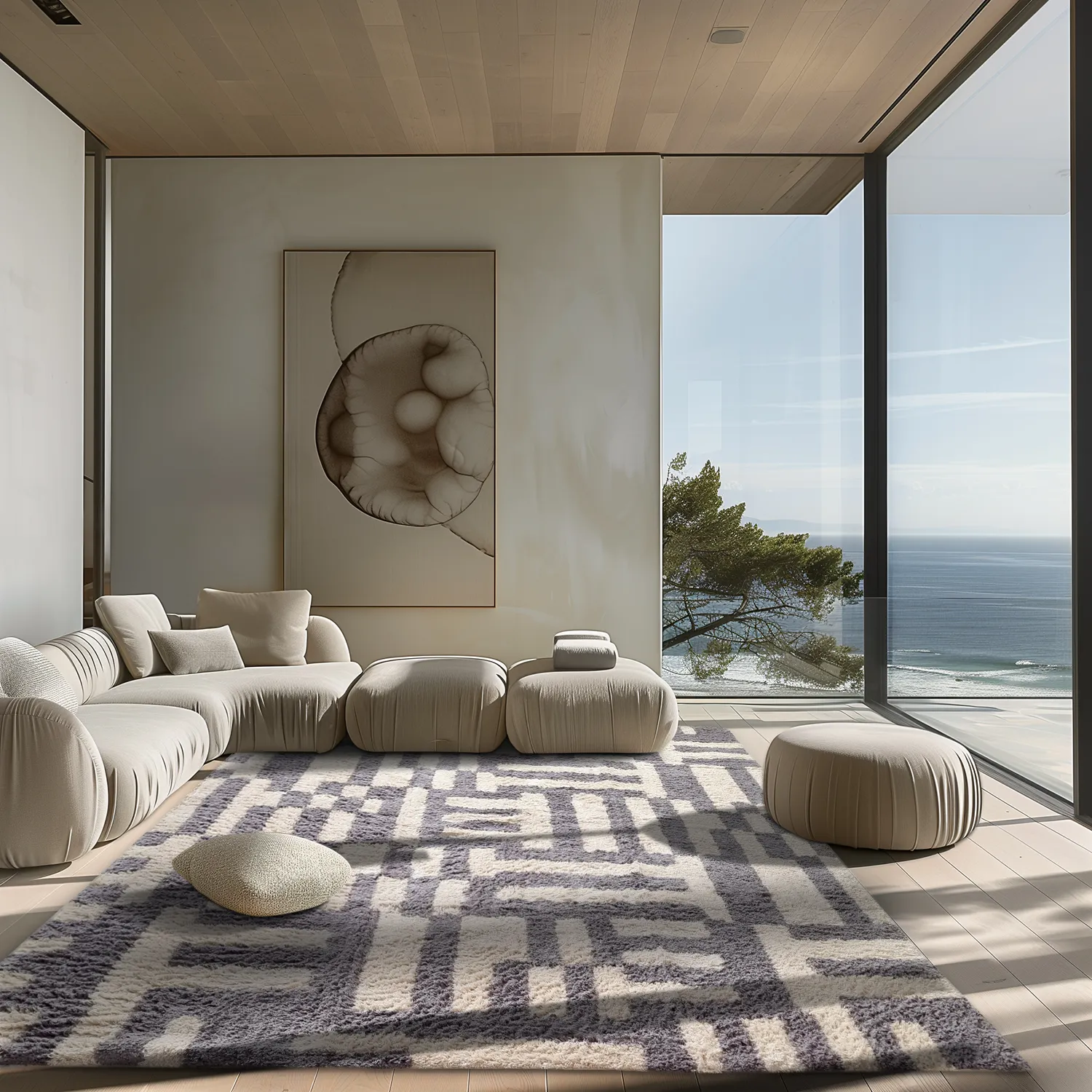 Tapetes felpudos - Bergamo Natural Cotton Shaggy (cinza/branco)