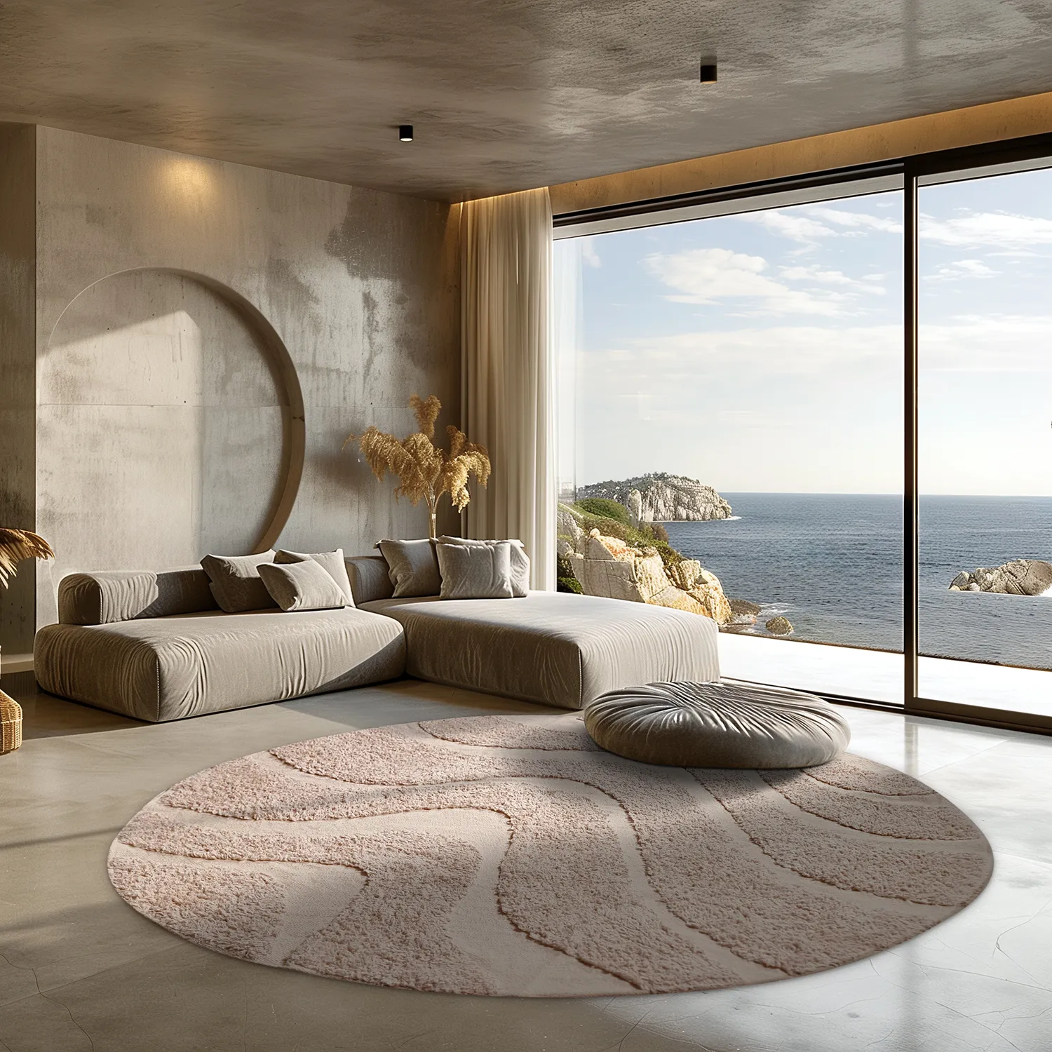 Tapete redondo - Bonnie Natural Cotton Shaggy (bege)