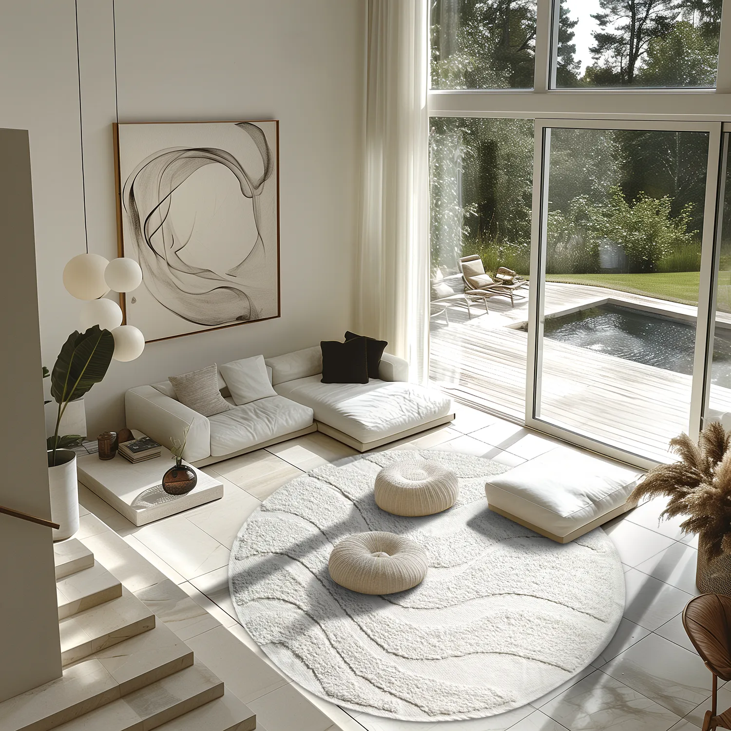 Tapete redondo - Bonnie Natural Cotton Shaggy (offwhite)