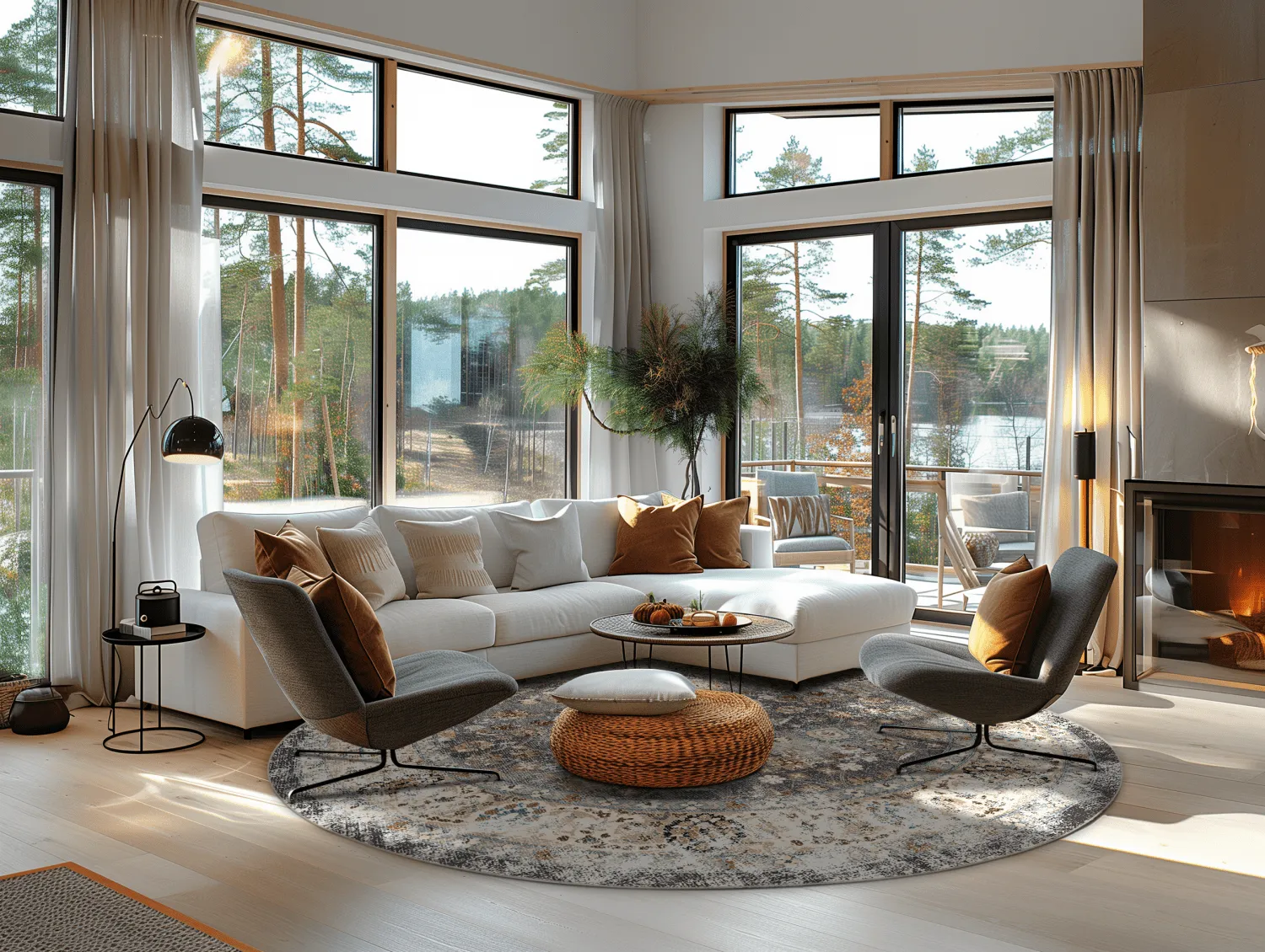 Tapete redondo - Bouhjar (cinza/multicolorido)