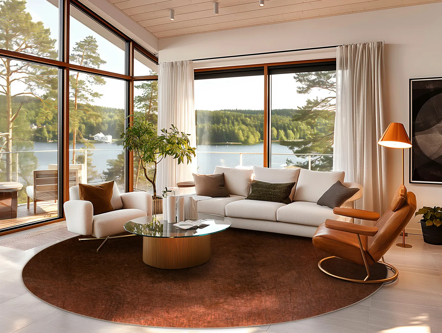 Tapete redondo - Bovera (marrom/vermelho)