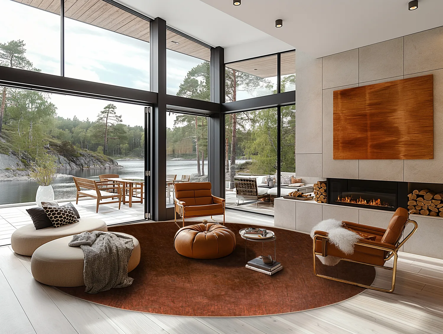 Tapete redondo - Bovera (marrom/vermelho)