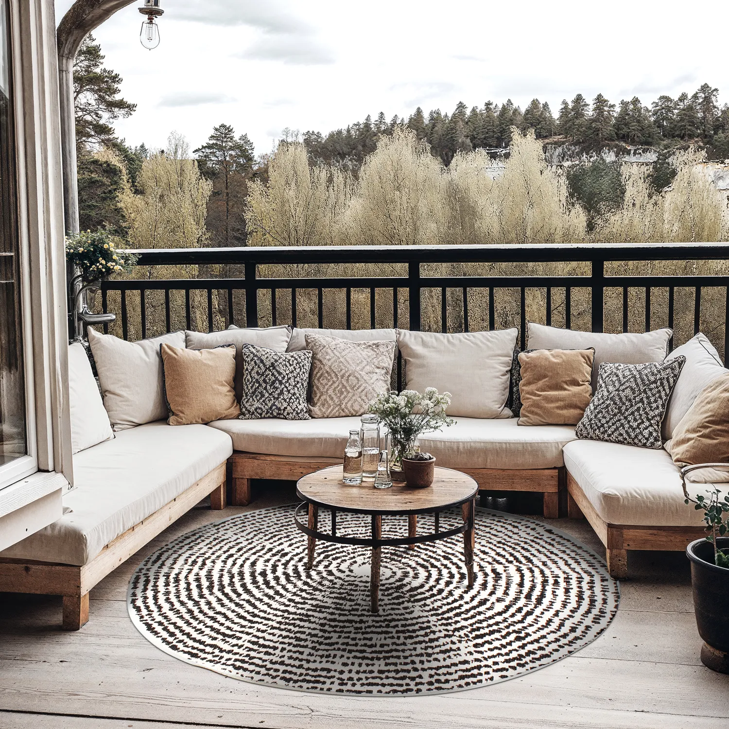 Tapete redondo - Brussels Swirl (preto)