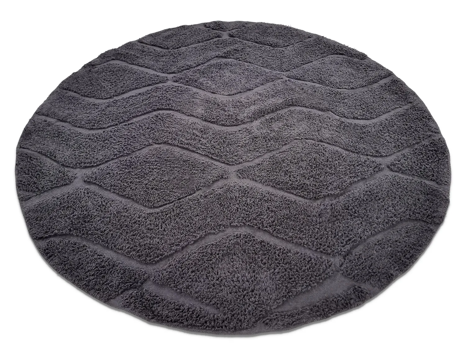 Tapete redondo - Brynn Natural Cotton Shaggy (preto)