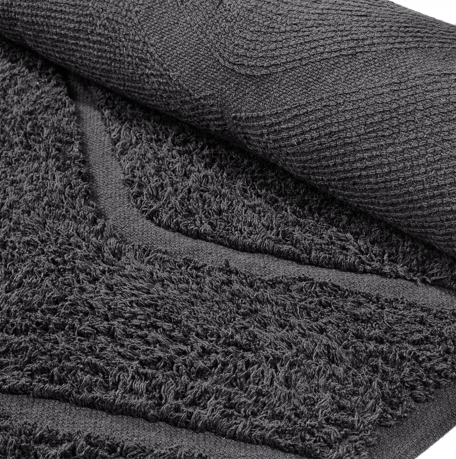 Tapete redondo - Brynn Natural Cotton Shaggy (preto)