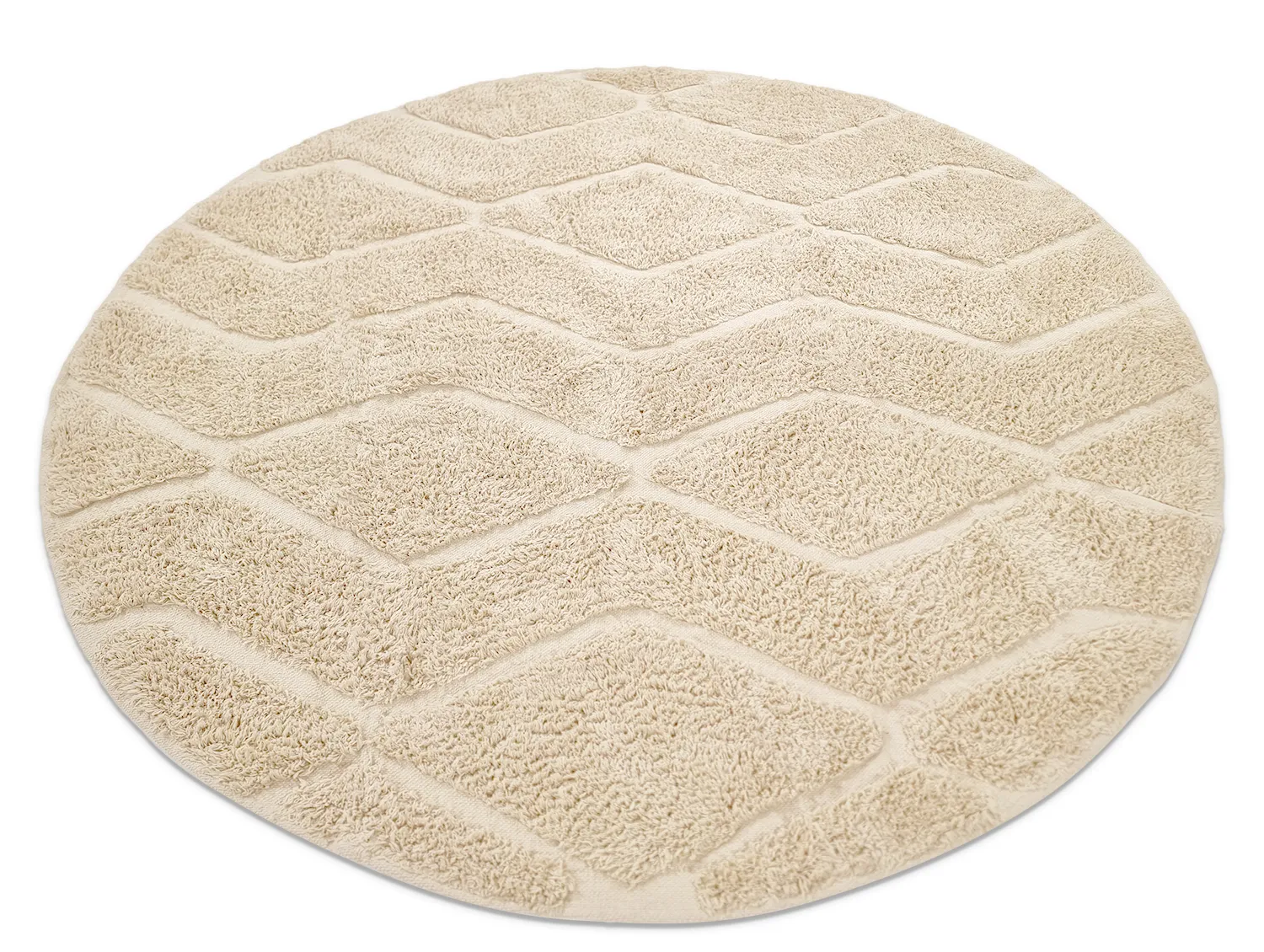 Tapete redondo - Brynn Natural Cotton Shaggy (bege)