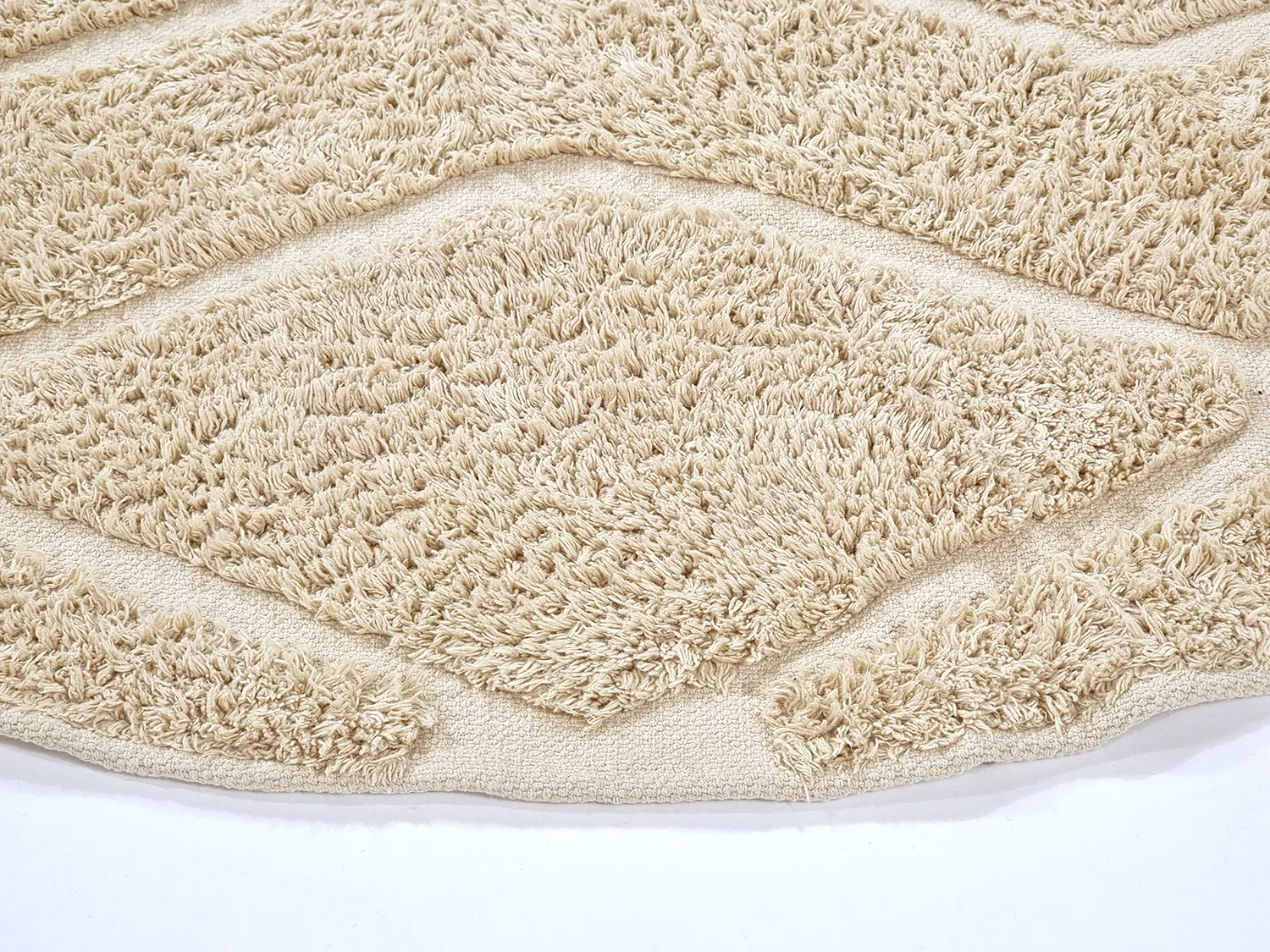 Tapete redondo - Brynn Natural Cotton Shaggy (bege)