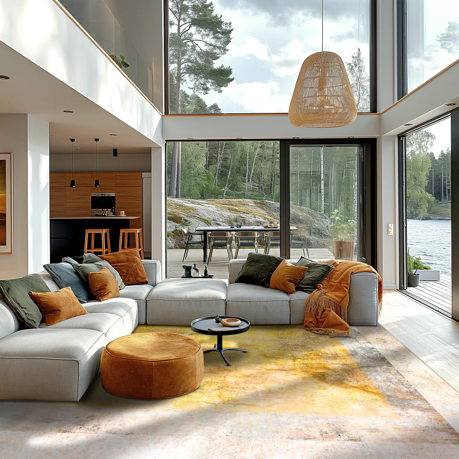 Tapete Wilton - Budoni (cinza/bege/amarelo)