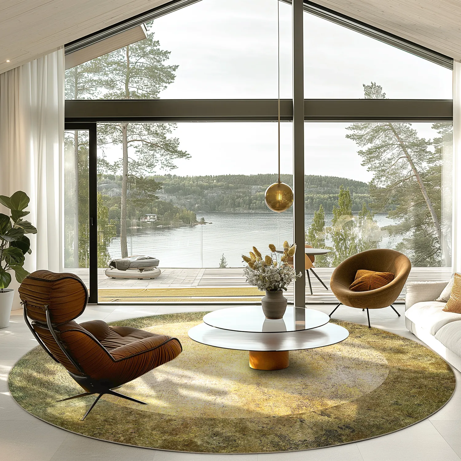 Tapete redondo - Campana (bege/amarelo)