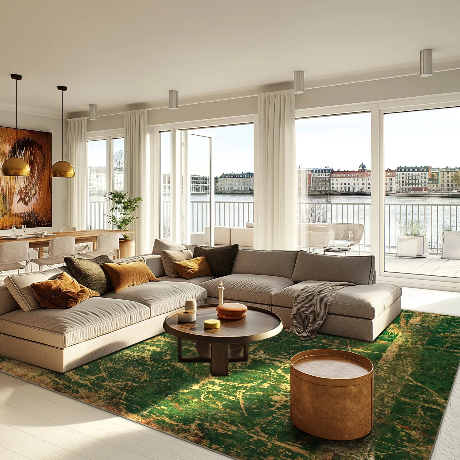 Tapete Wilton - Cantoria (bege/verde)