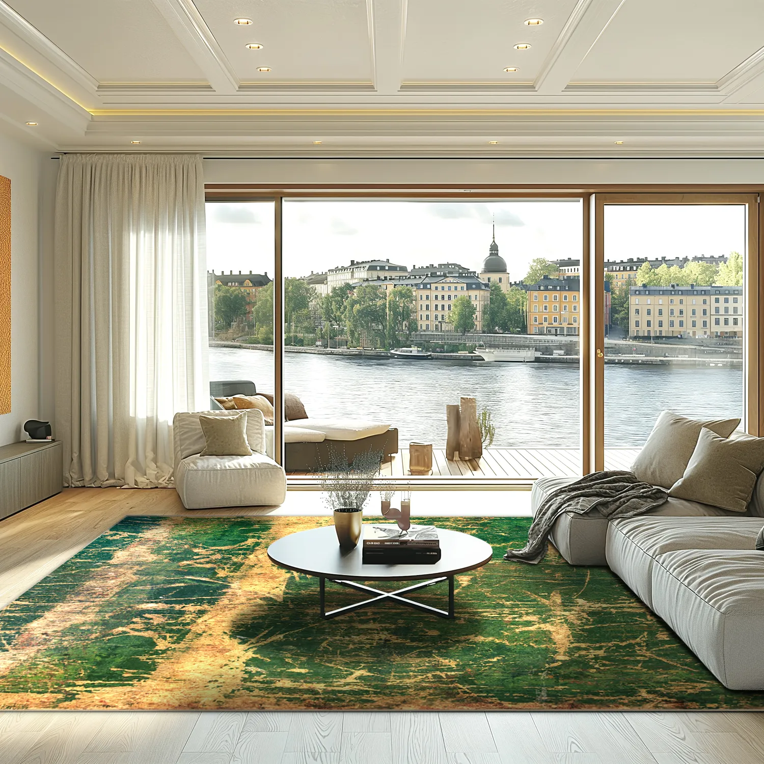 Tapete Wilton - Cantoria (bege/verde)