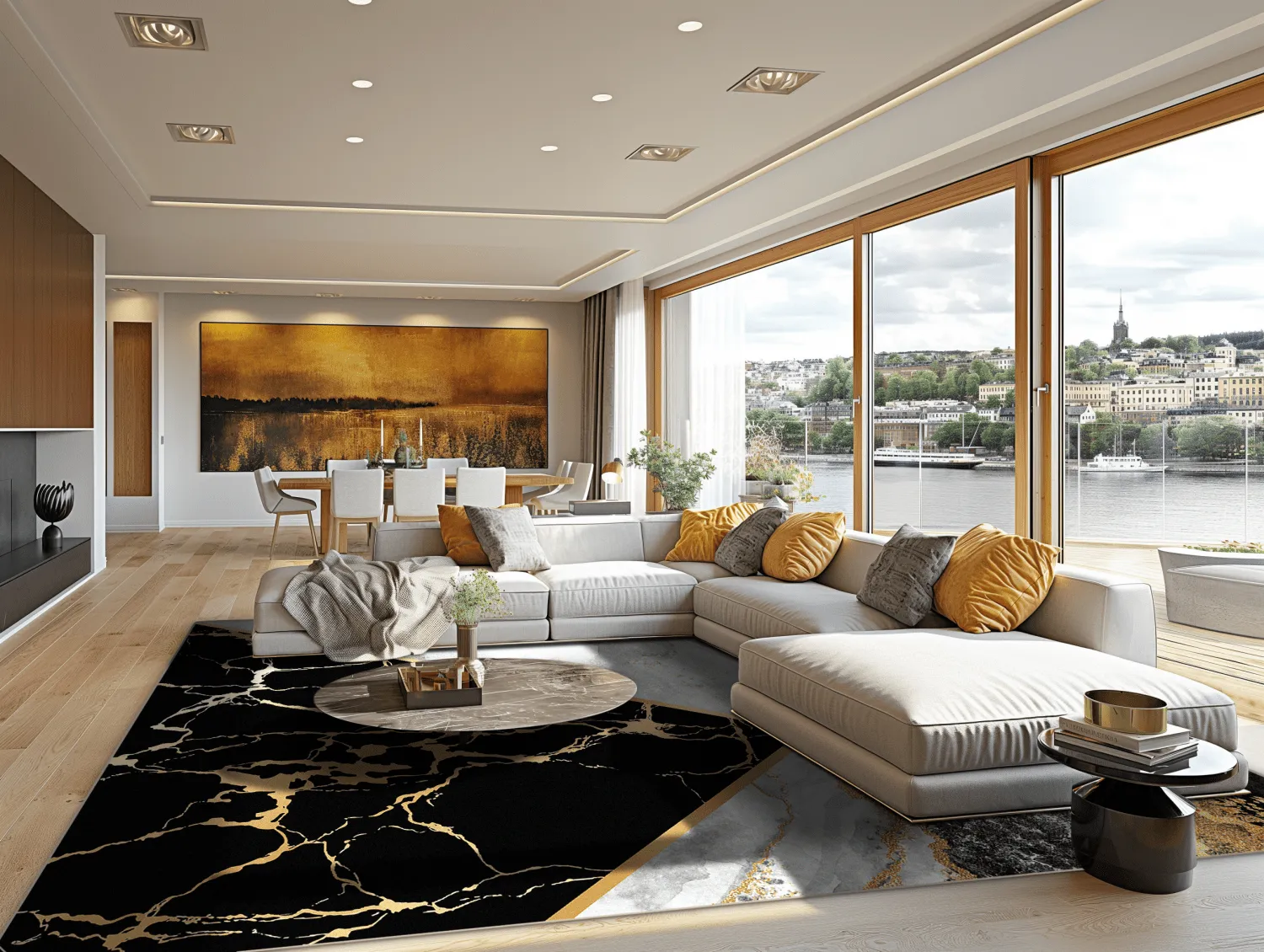 Tapete Wilton - Cassa (cinza/preto/dourado)