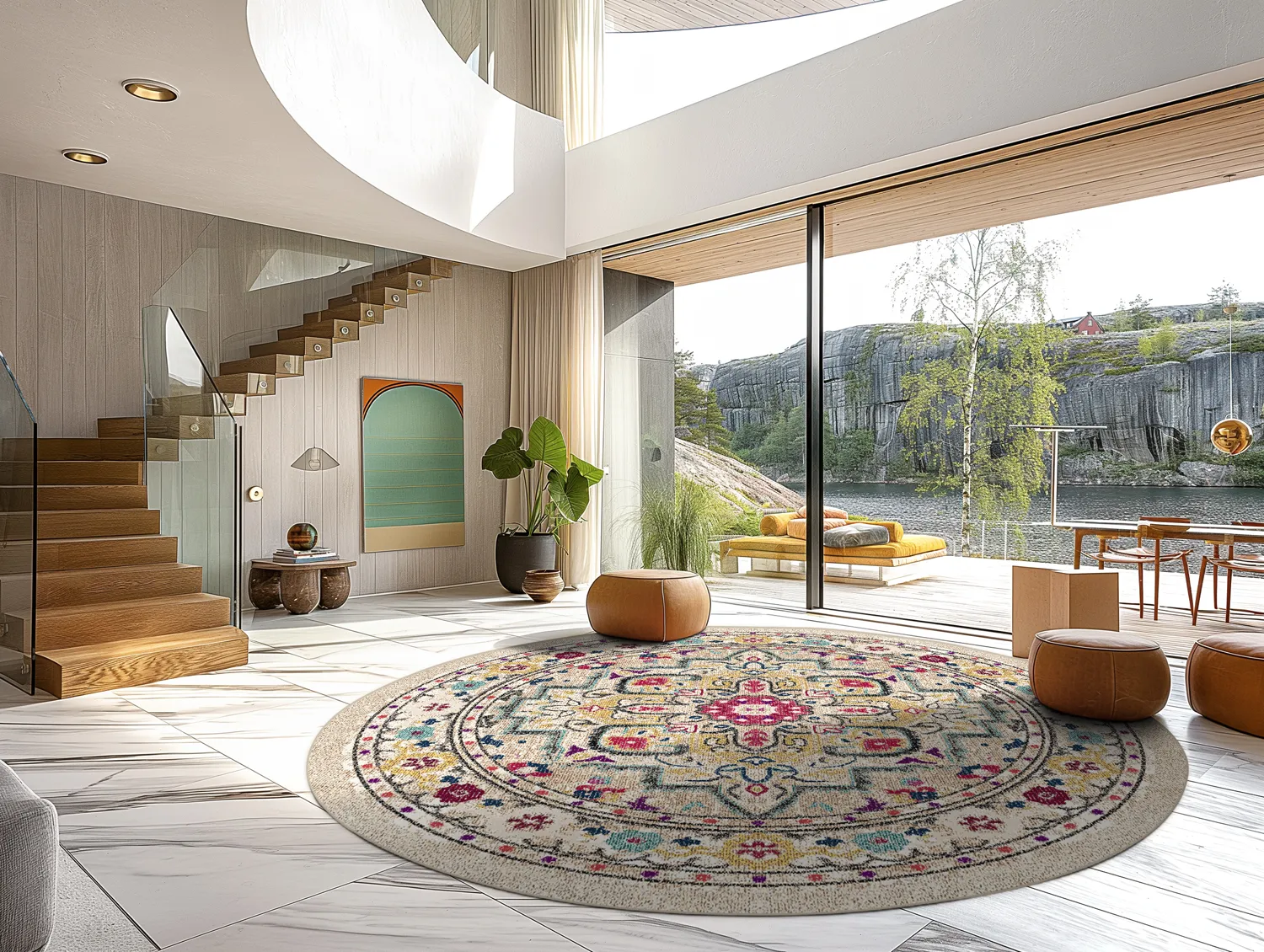 Tapete redondo - Castro (multicolorido)