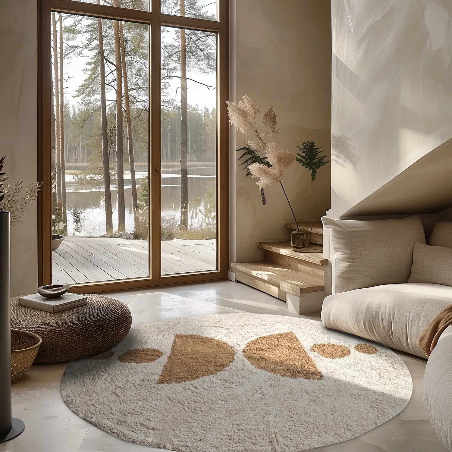 Tapete redondo - Cervia Natural Cotton Shaggy (bege)