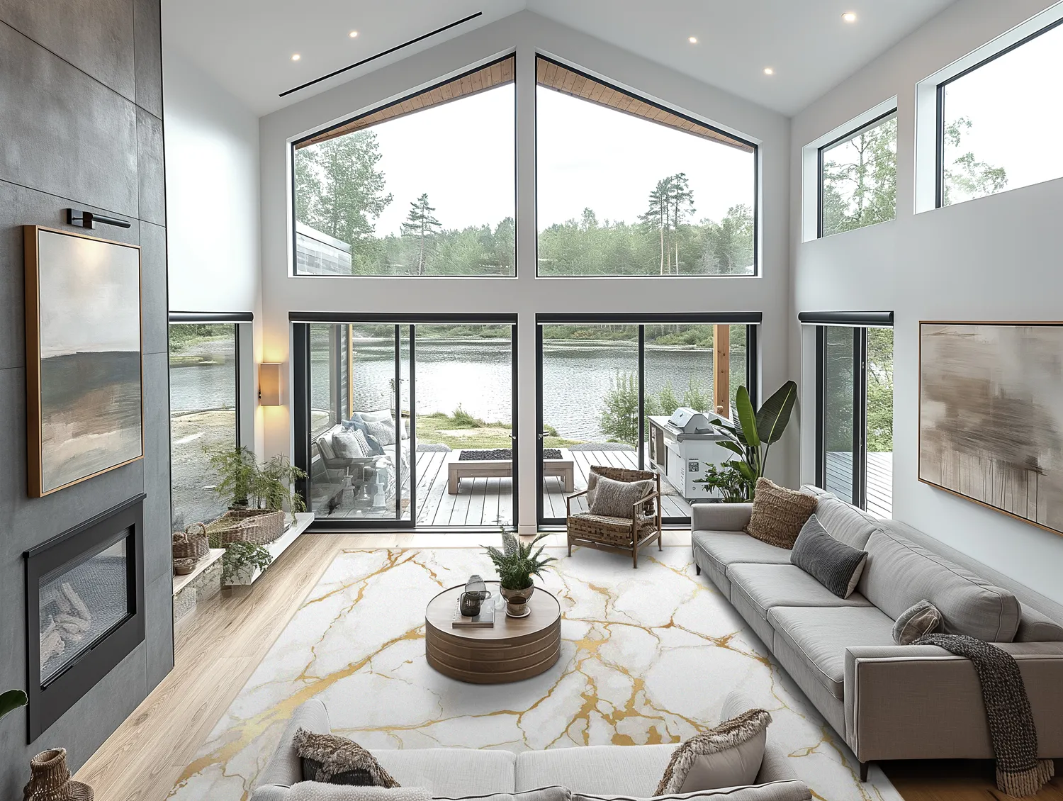 Tapete Wilton - Cesina (stone/branco/dourado)