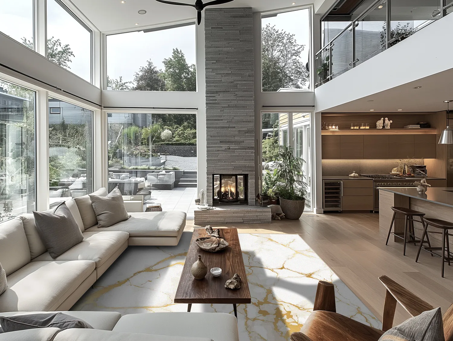 Tapete Wilton - Cesina (stone/branco/dourado)