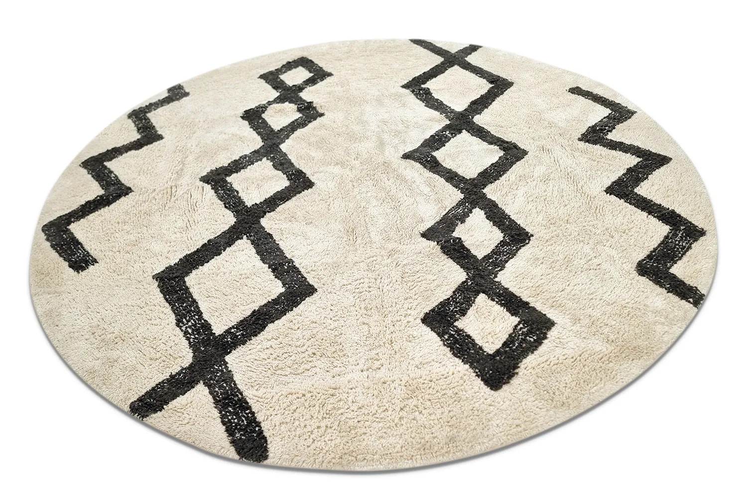 Tapete redondo - Chablis Natural Cotton Shaggy (offwhite/preto)