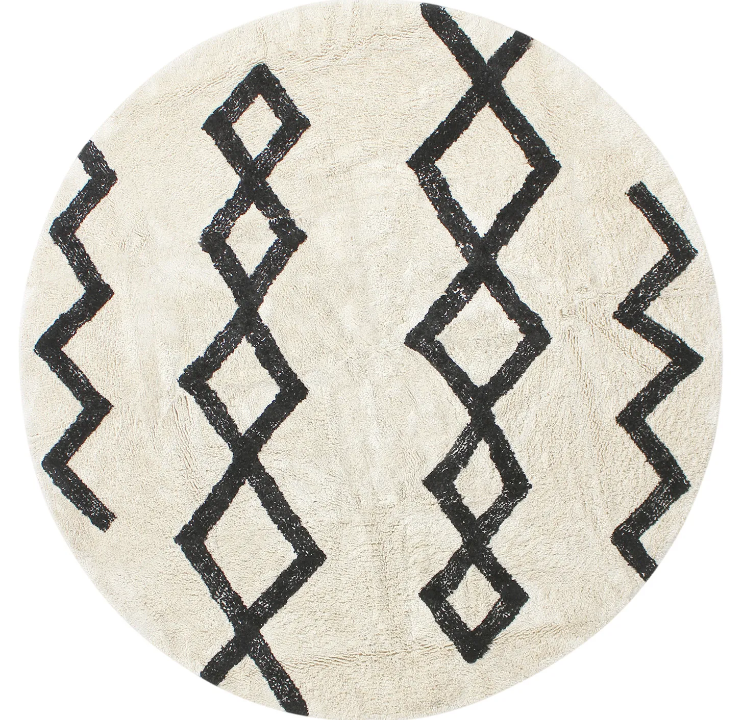 Tapete redondo - Chablis Natural Cotton Shaggy (offwhite/preto)