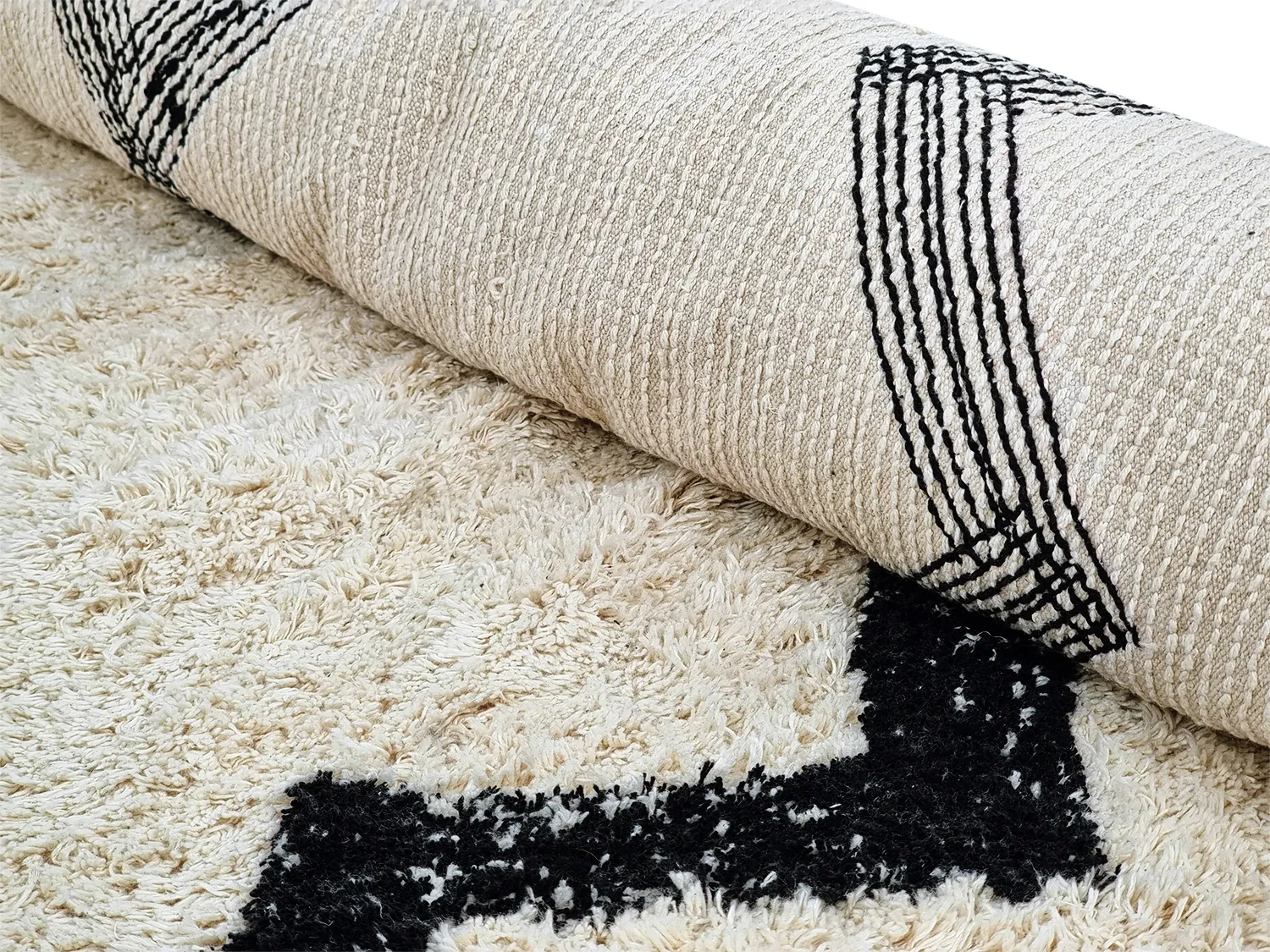 Tapete redondo - Chablis Natural Cotton Shaggy (offwhite/preto)