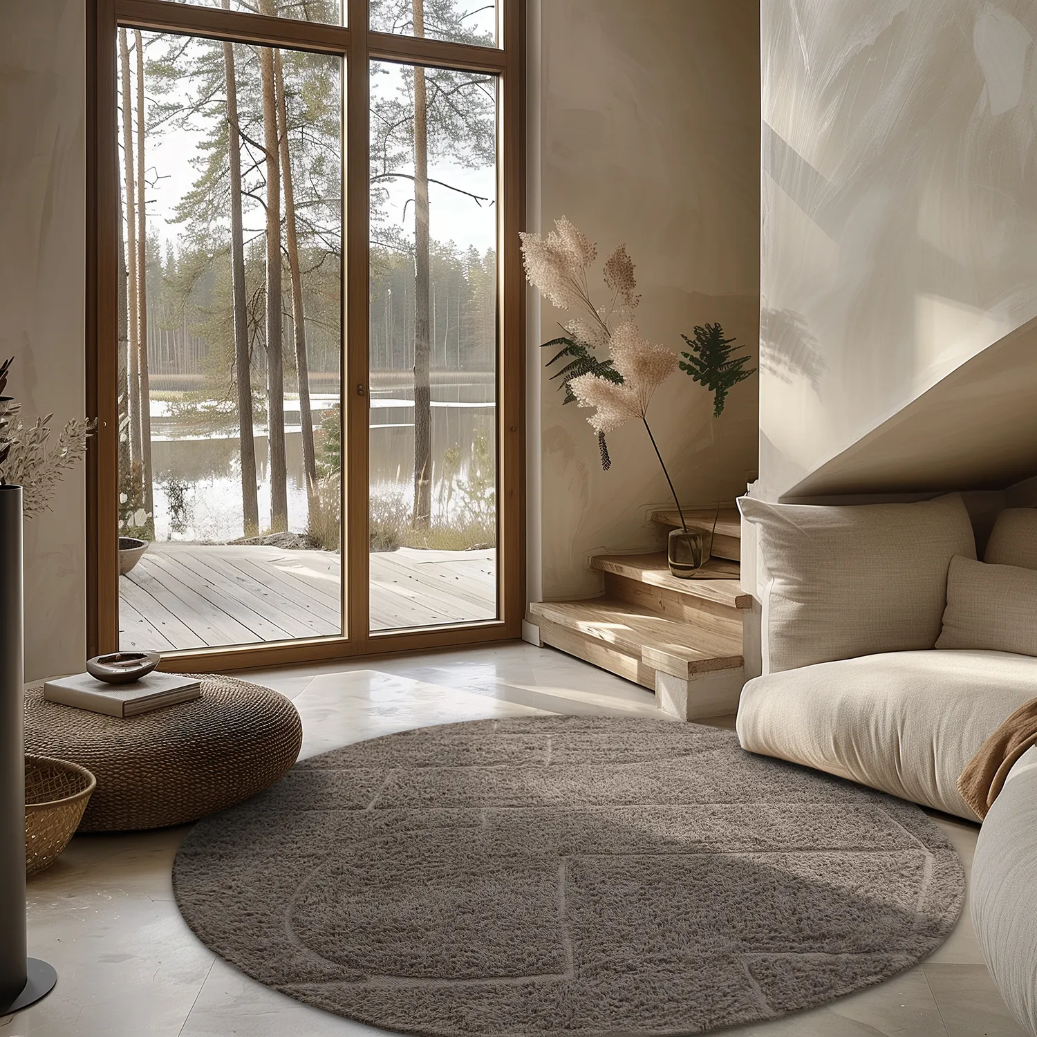 Tapete redondo - Cremona Natural Cotton Shaggy (taupe)