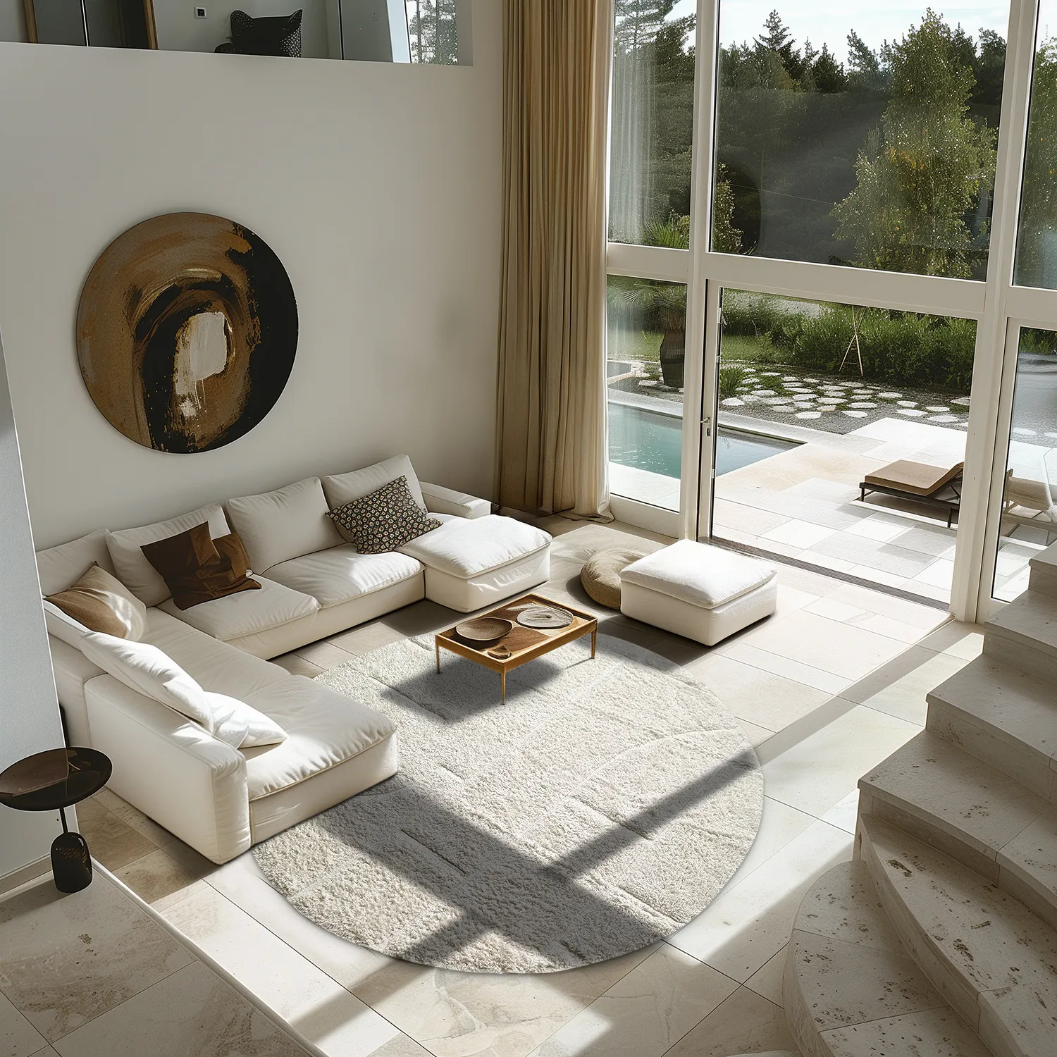 Tapete redondo - Cremona Natural Cotton Shaggy (offwhite)