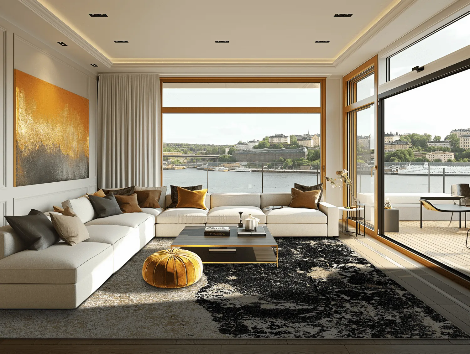 Tapete Wilton - Cyra (preto/dourado)