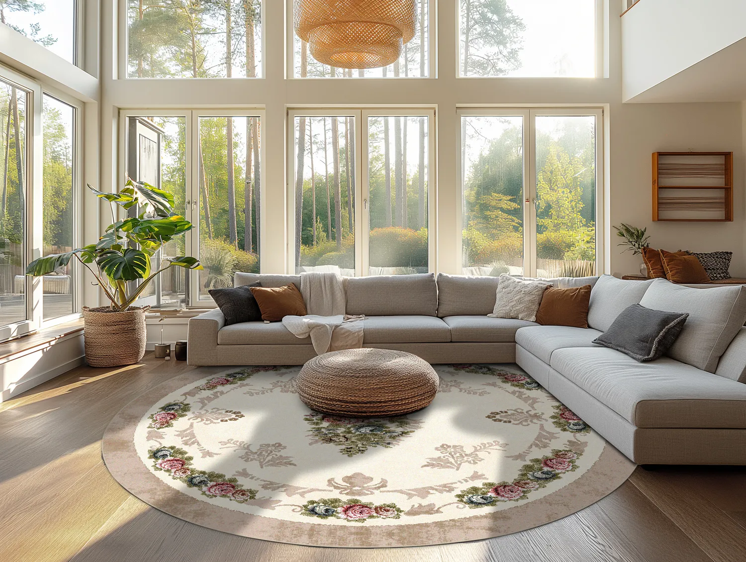 Tapete redondo - Delpha (bege/multicolorido)