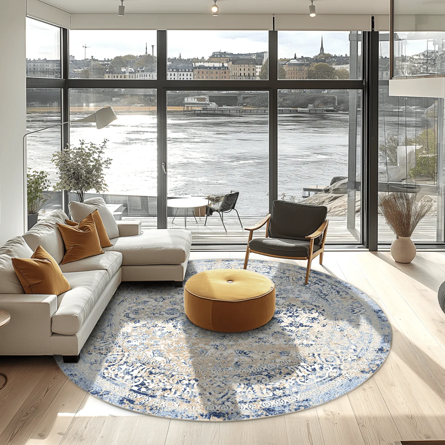 Tapete redondo - Denizli (azul)