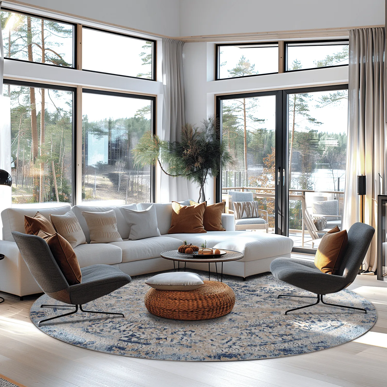 Tapete redondo - Denizli (azul)