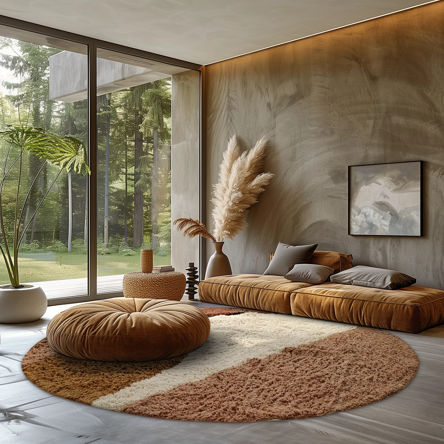 Tapete redondo - Donostia Natural Cotton Shaggy (multi)